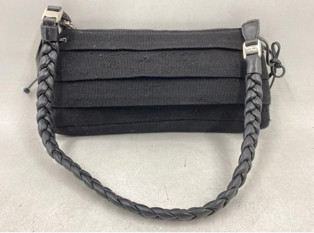 Salvatore Ferragamo Black Vintage Tiered Grosgrain Braided Leather Shoulder Bag